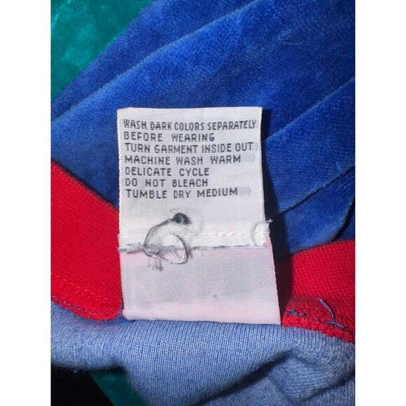 Vintage 80s Koret Colorblock Velour Sweatshirt Womens Large Eighties Costume - Picture 7 of 9